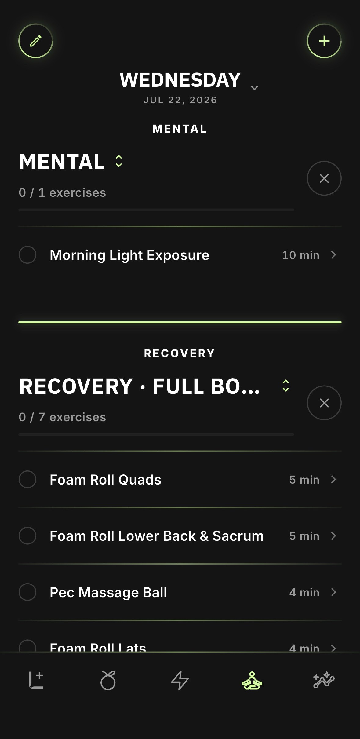 LAB Longevity app, recovery and mobility planner