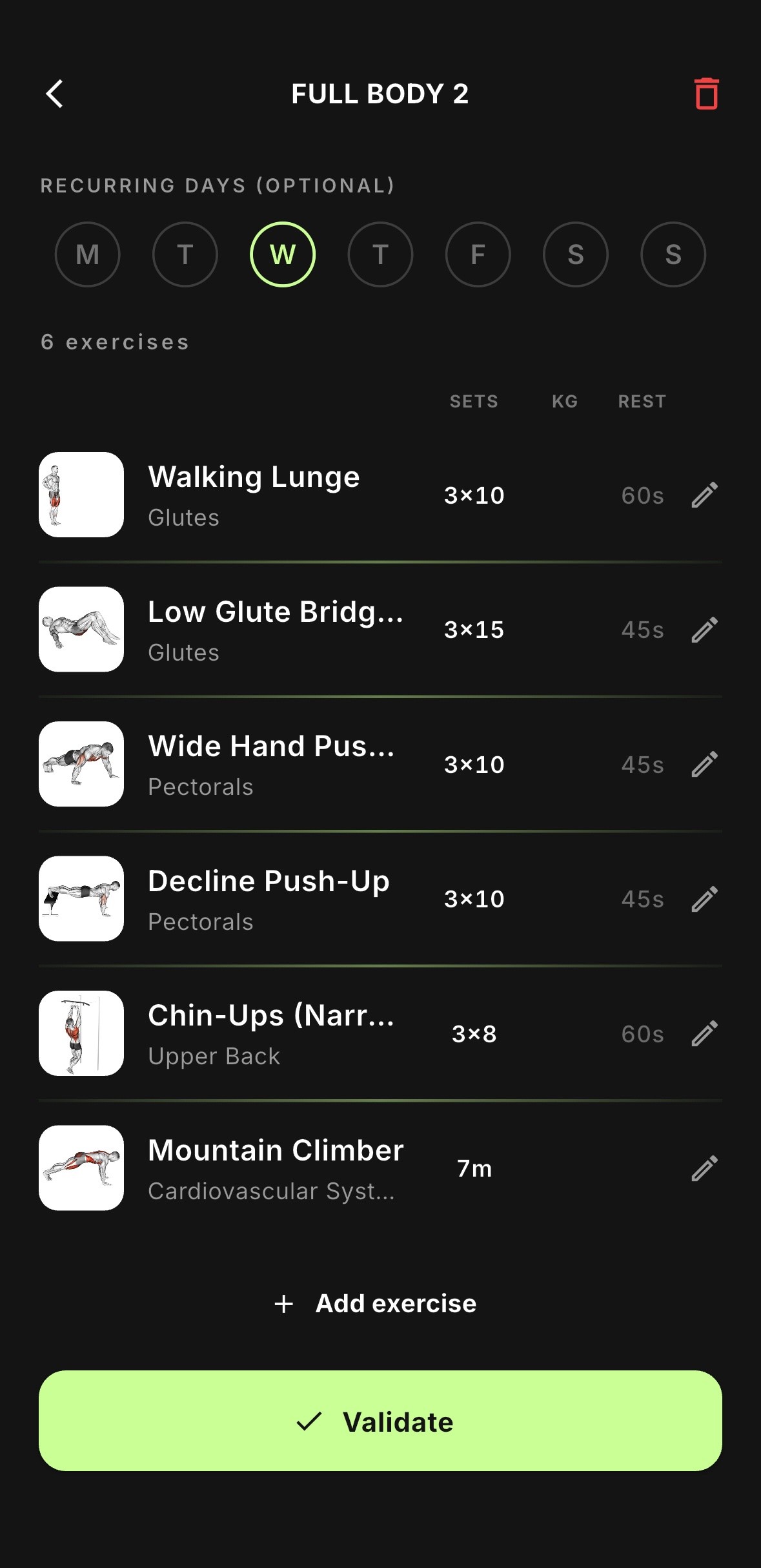LAB Longevity app, training programme with exercises